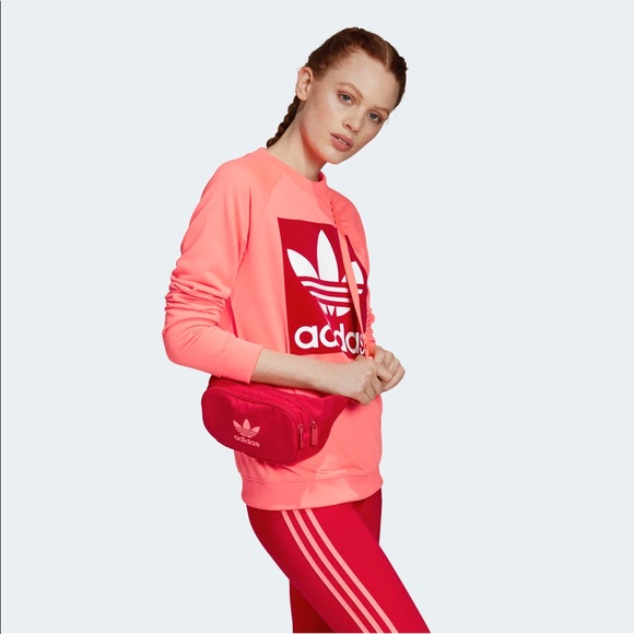 SOLD Adidas Essential Crossbody Bag Scarlet Red Belt Bag Fanny Pack Unisex - Picture 3 of 15